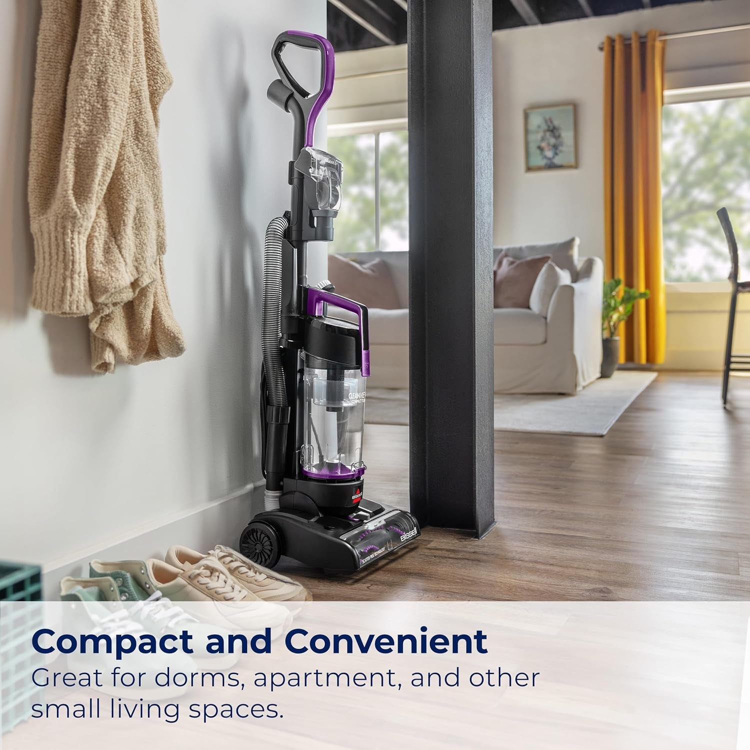 Cleanview Compact Turbo Upright Vacuum with Quick Release Wand, Full Size Power, Compact Size for Apartments & Dorms, 3437F