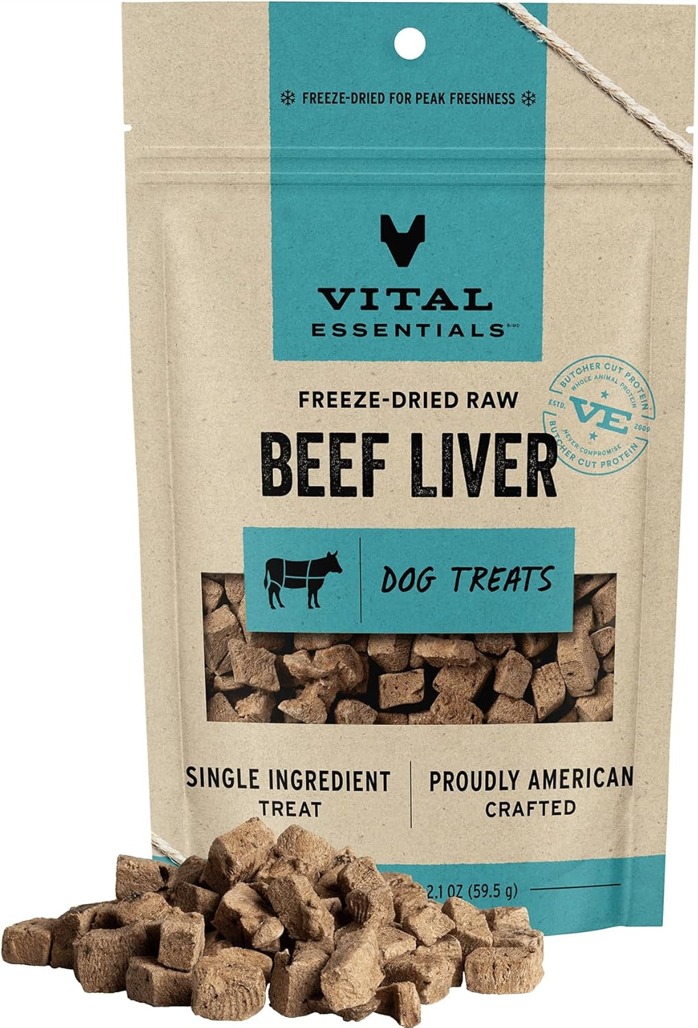 Freeze Dried Raw Single Ingredient Dog Treats, Beef Liver, 2.1 Oz | Premium Quality High Protein Training Treats | Grain Free, Gluten Free, Filler Free