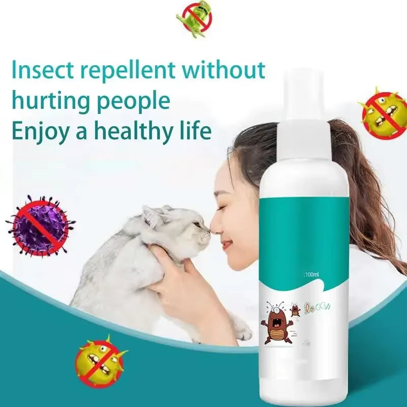 100Ml Pet Expel Fleas Lice Treatments Spray Quick and Handy Fleas Ticks Expellent for Dogs Cats Pet Health Supplies