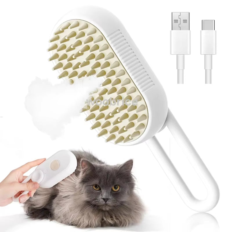 Electric Dog Steamer Brush Grooming 3 in 1 Dog Steam Brush Pet Remove Tangles and Loose Hair for Massage Steamy Cat Supplies