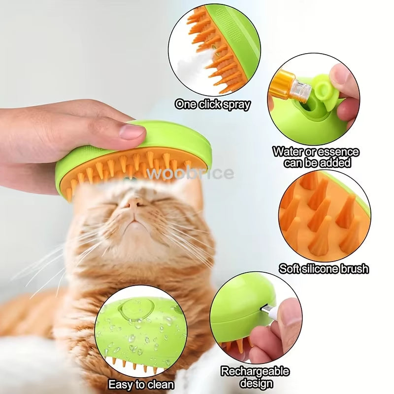 Electric Dog Steamer Brush Grooming 3 in 1 Dog Steam Brush Pet Remove Tangles and Loose Hair for Massage Steamy Cat Supplies