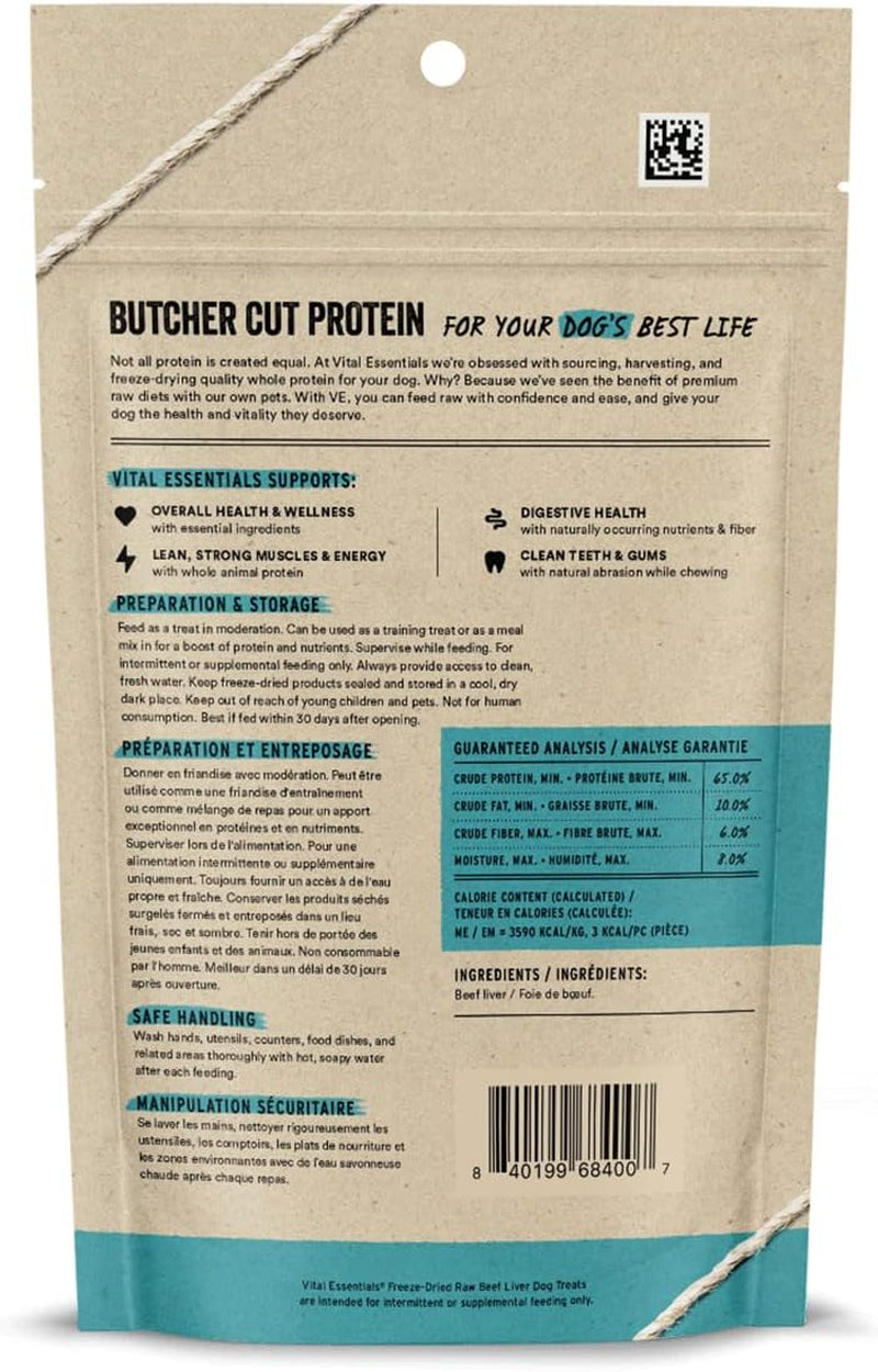 Freeze Dried Raw Single Ingredient Dog Treats, Beef Liver, 2.1 Oz | Premium Quality High Protein Training Treats | Grain Free, Gluten Free, Filler Free