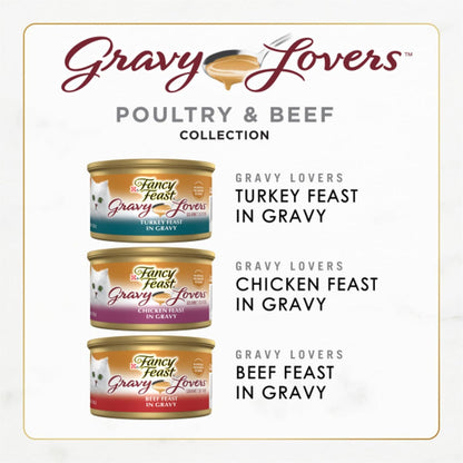 Purina  Gravy Lovers Poultry and Beef Grilled Gourmet Wet Cat Food Variety Pack - (Pack of 24) 3 Oz. Cans