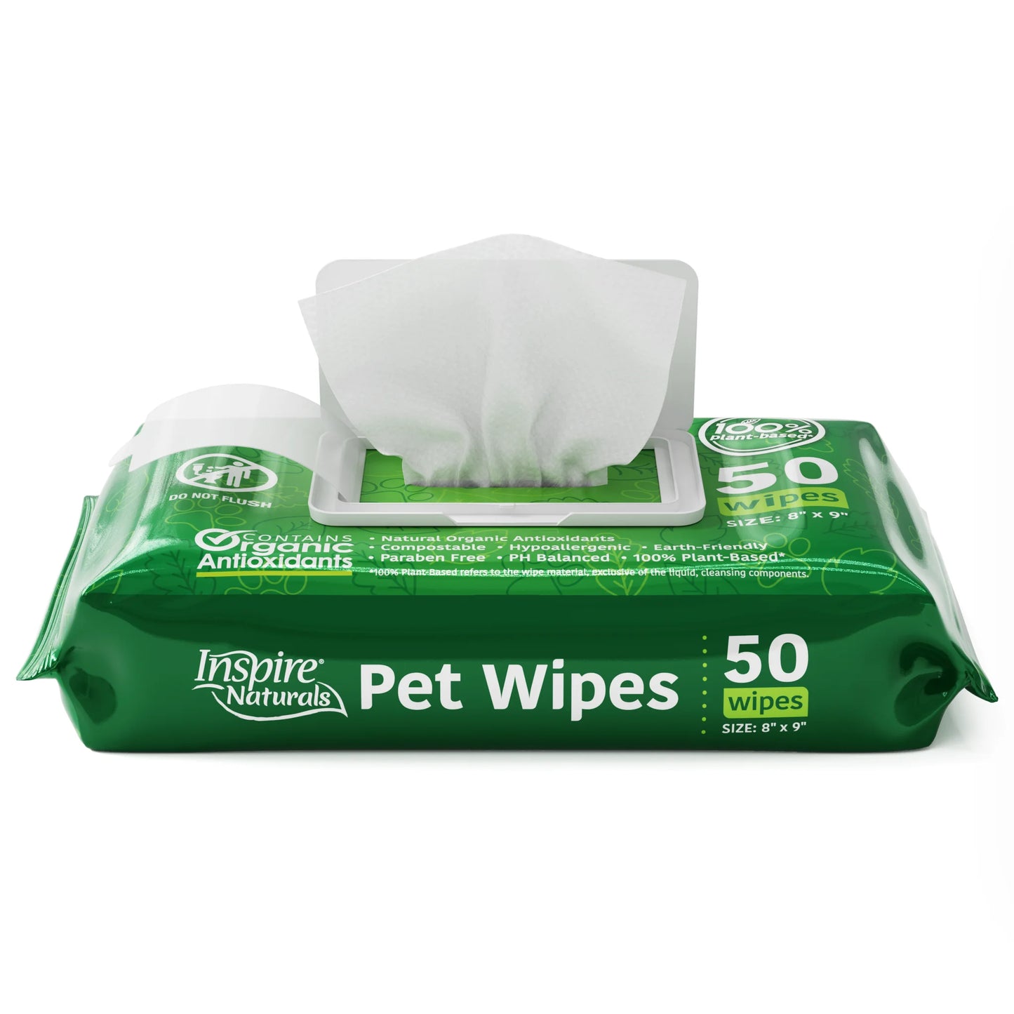 Naturals Pet Wipes 100% Natural Plant Based with Organic Antioxidants, Dog Wipes Cleaning Deodorizing Cat Wipes | Dog Bath Dog Ear Wipes | Dog Wipes for Paws and Butt (50Ct - 1 Pack)