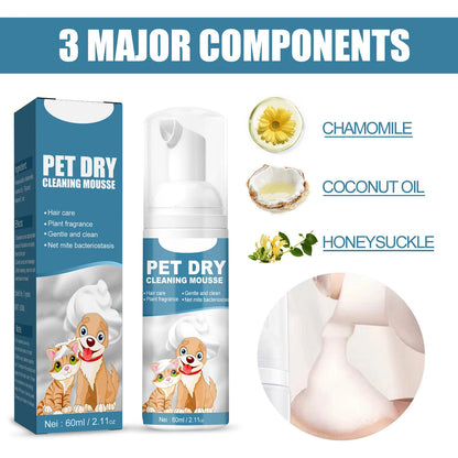 Pet Dry Shampoo Foam Waterless Cleansing for Puppies Odor Eliminator 60Ml Dog Show Accessories High Quality Fast Shipping