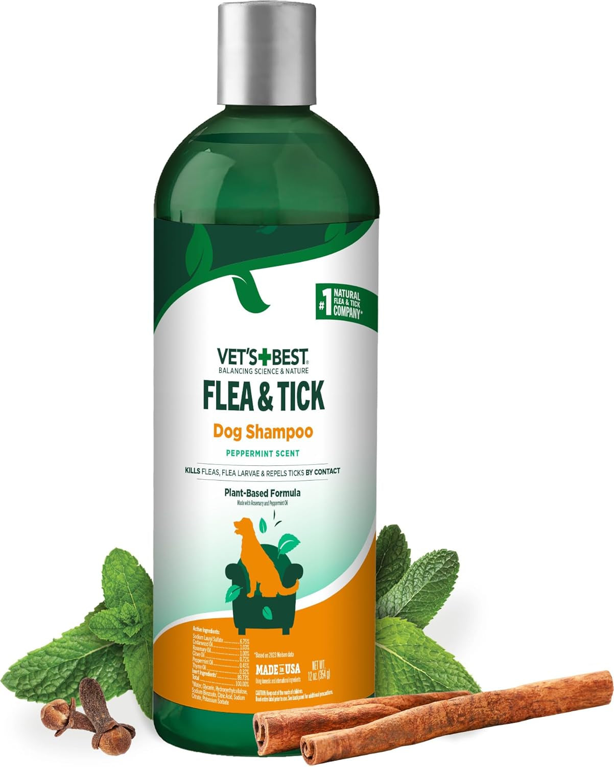 Vet’S Best Flea and Tick Advanced Strength Dog Shampoo - Dog Flea and Tick Treatment - Plant-Based Formula - Certified Natural Oils - 12 Oz