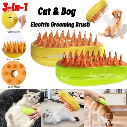 Electric Dog Steamer Brush Grooming 3 in 1 Dog Steam Brush Pet Remove Tangles and Loose Hair for Massage Steamy Cat Supplies