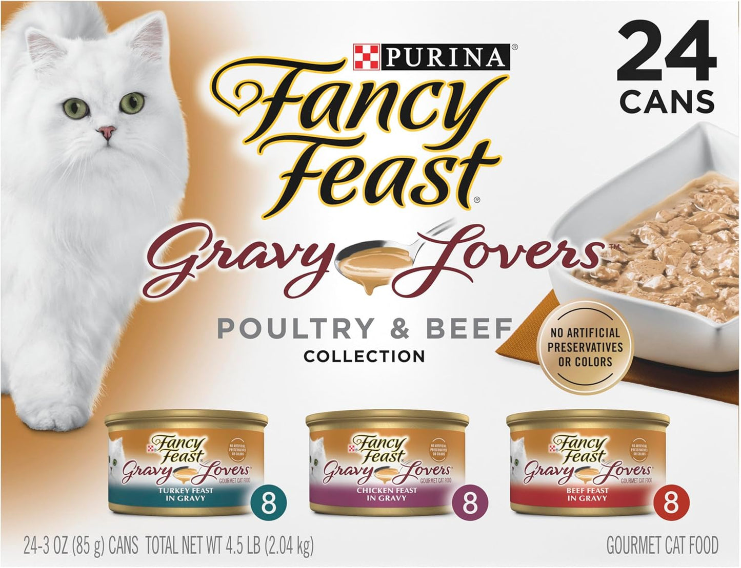 Purina  Gravy Lovers Poultry and Beef Grilled Gourmet Wet Cat Food Variety Pack - (Pack of 24) 3 Oz. Cans