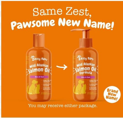 Wild Alaskan Salmon Oil Formula for Dogs & Cats - Omega 3 Skin & Coat Support - Liquid Food Supplement for Pets - Natural EPA + DHA Fatty Acids for Joint Function, Immune & Heart Health 8.5Oz
